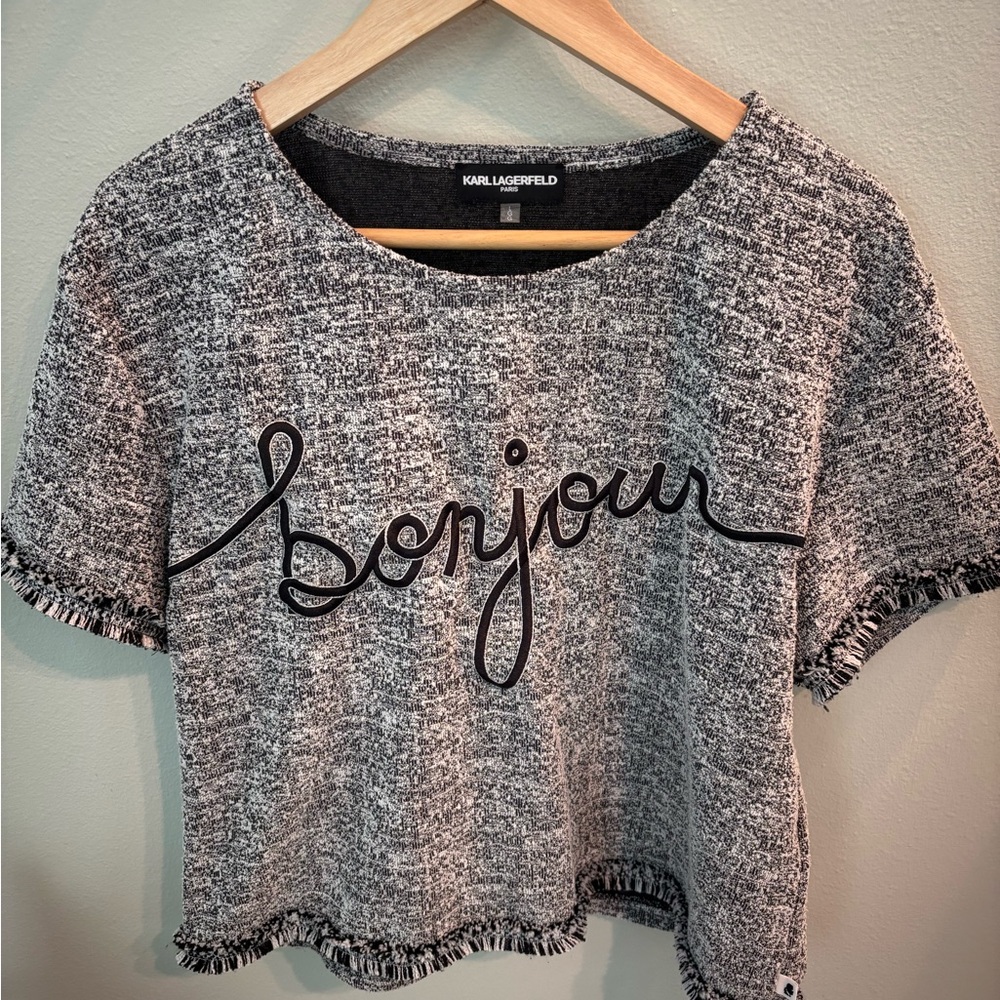 Karl Lagerfeld Black and White Bonjour Top